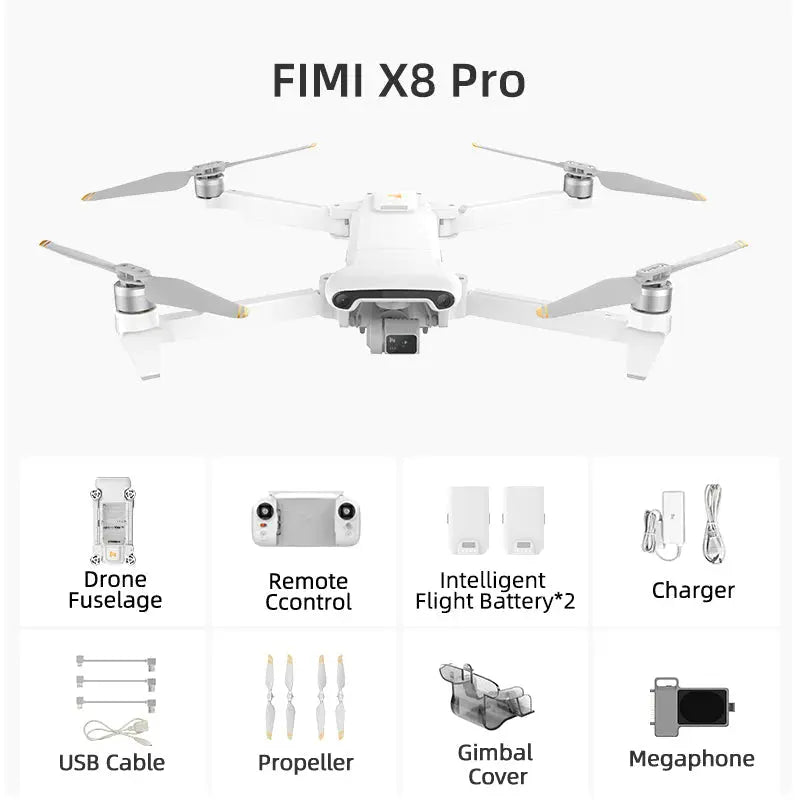 FIMI X8 PRO 4K Drone Profesional GPS 15KM 1/1.3-inch CMOS 3-Axis Gimbal Tri-Directional Obstacle Avoidance RC Quadcopter FUNYAT