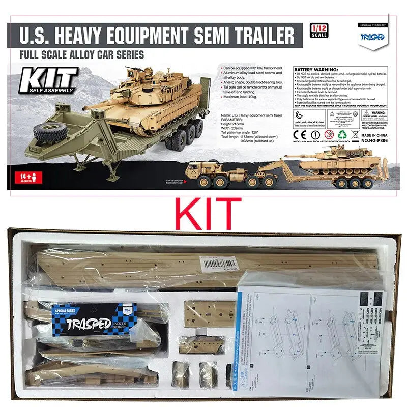 HG P806 1:12 U.S. M747 SEMI Trailer RTR/DIY For HG-P801/P802 M983 US Army Military Truck FUNYAT