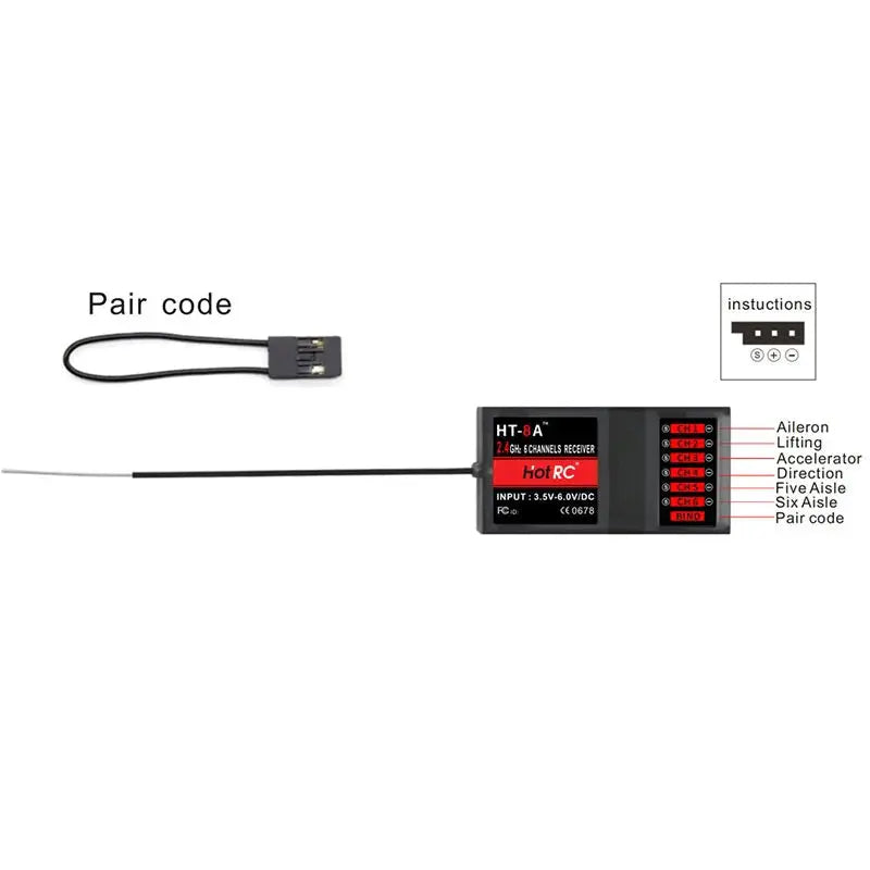 HOTRC HT-8A 2.4G 8CH RC Transmitter FHSS & 8CH Receiver With Box For FPV Drone RC Airplane Helicopter Only 8CH - Radio Transmitter & Receiver | FUNYAT