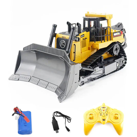 Huina 1569 Alloy Bulldozer Excavator 9CH 2.4G RC Engineering Car Toys - rc construction truck,rc car | FUNYAT