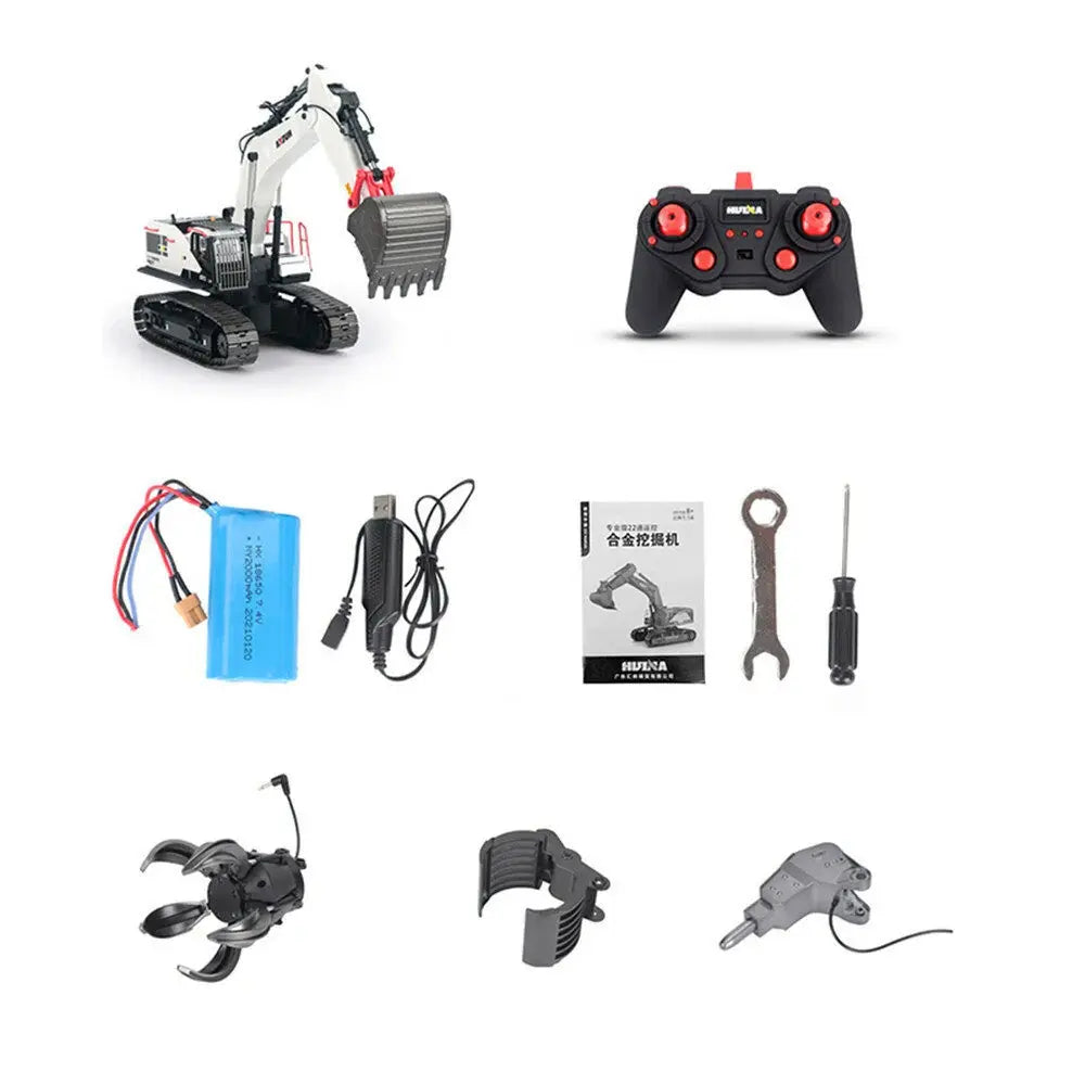 Huina 1594 Alloy Excavator 1:14 2.4G 22CH With LED Light/Sound Excavator Toys FUNYAT