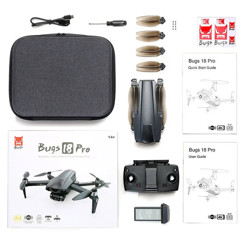RC Drone MJX Bugs B18 PRO 3-Axis Gimbal 4K EIS HD Camera GPS 5G WiFi 3KM FPV Optical Flow Brushless Foldable Quadcopter FUNYAT