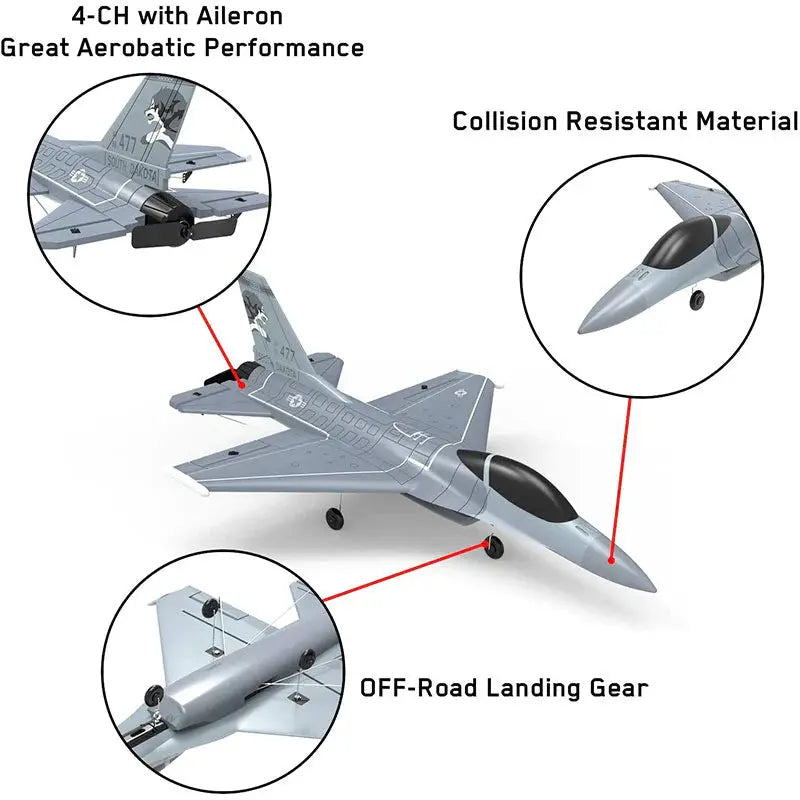 RC Airplane Volantex F16 Falcon 365mm Wingspan EPP 2.4G 4CH 6-Axis One Key Return Aerobatic Fixed-wing Plane RTF FUNYAT