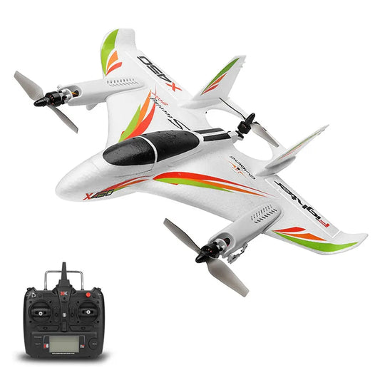 RC Airplane WLtoys X450 2.4G 6CH 3D/6G Brushless Motor Vertical Take-Off LED Light RC Glider Toys FUNYAT