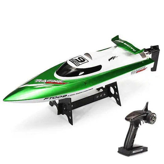 RC Boat FT009 2.4G 4CH Water Cooling 25kM/H High Speed RC Speedboat Green - rc boat | FUNYAT