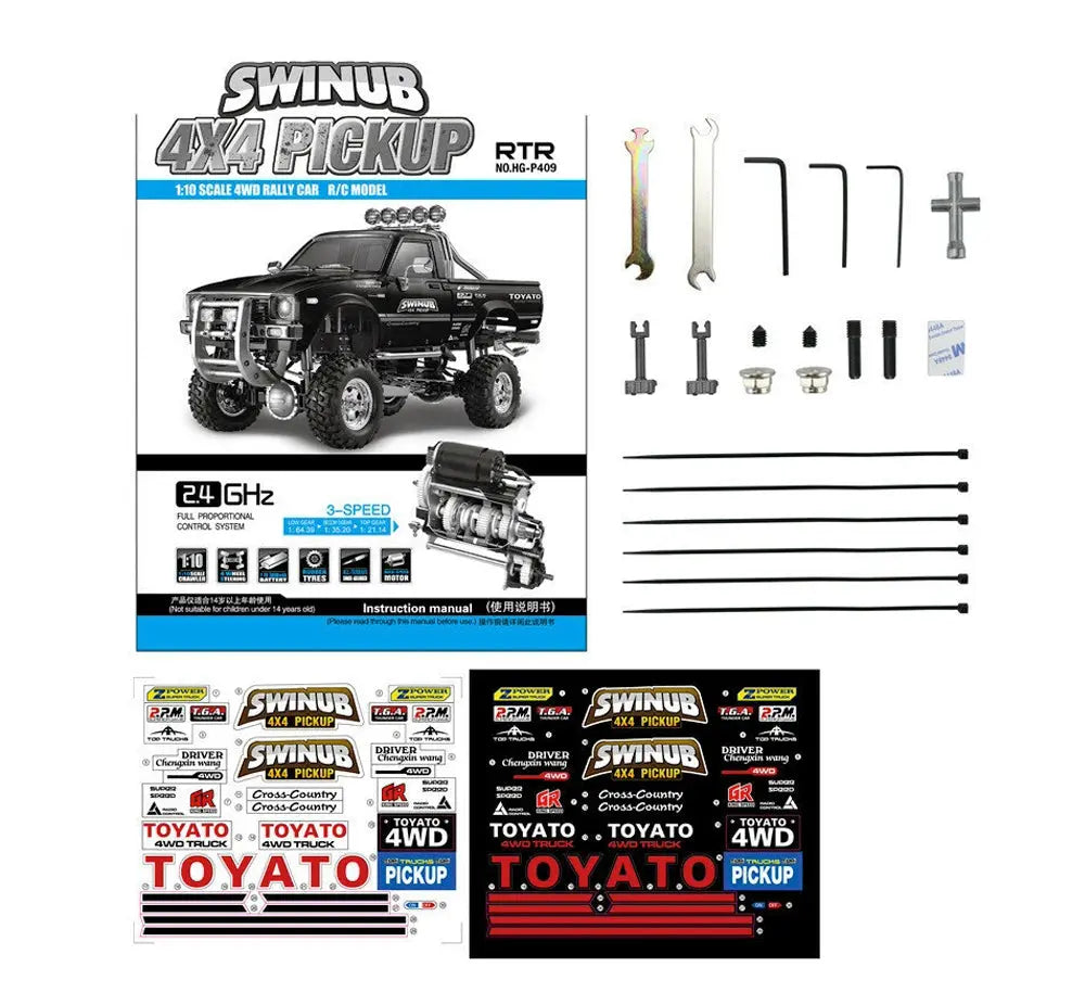 HG P409 1/10 2.4G 4WD RC Car Pickup Truck Climbing off-road Vehicle Toys FUNYAT