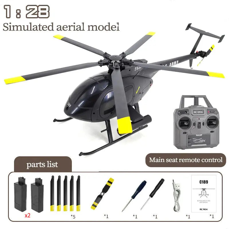 RCERA C189 MD500 Bird RC Helicopter 1:28 TUSK Dual Brushless Simulation 6-Axis Gyro Barometric Altitude Hold Helicopter Toys FUNYAT