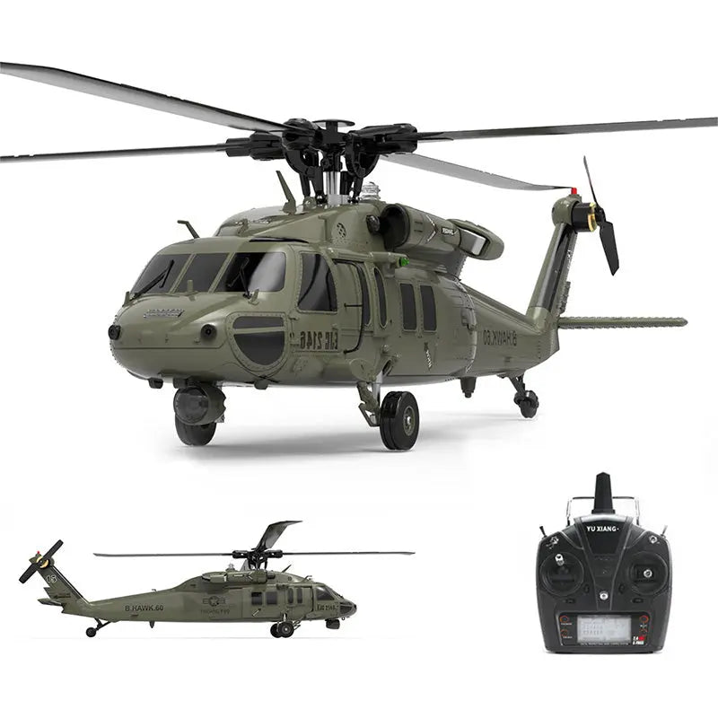 YXZNRC UH60 Black Hawk F09 1:47 Scale 6-Axis Gyroscope 6CH Brushless Flybarless 6G/3D Aerobatic Professional RC Helicopter FUNYAT