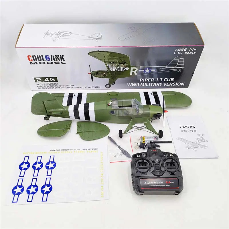 RC Plane 1/16 World War II large Size Aircraft Model J3 Brushless 4 Channel 6-axis Stabilized 3d Fixed-wing Aircraft Toy FUNYAT