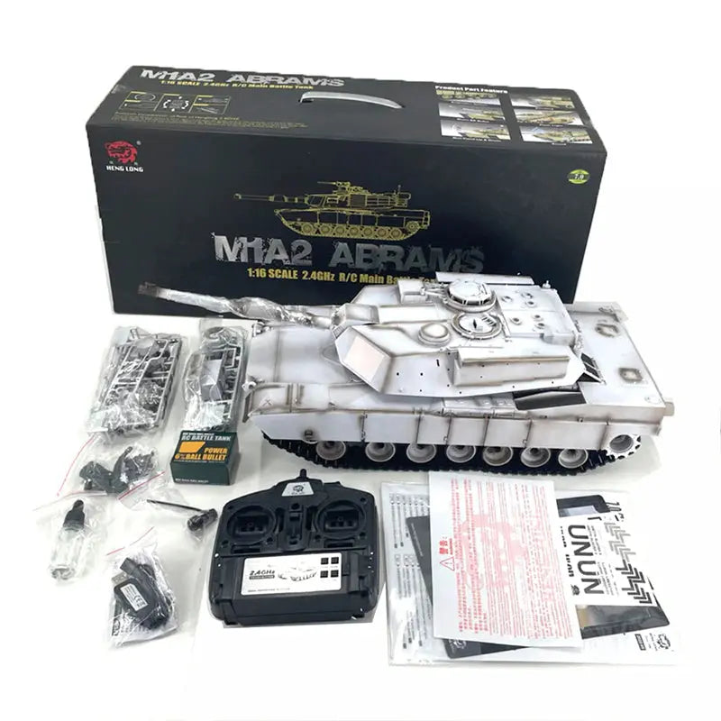 RC Tank Heng Long US Abrams M1A2 Custom Made UN White 3918-1 2.4G 1/16 RC Tank Toys FUNYAT