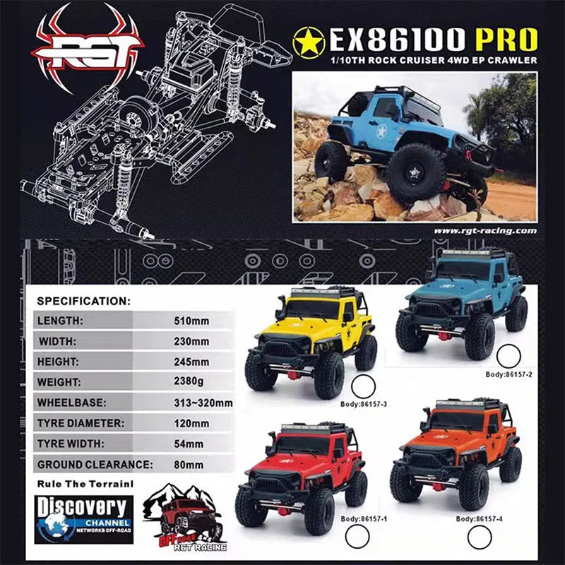 RGT EX86100 PRO 1/10 Off-Road Climbing RC Car KIT Version Without Electronic Parts FUNYAT