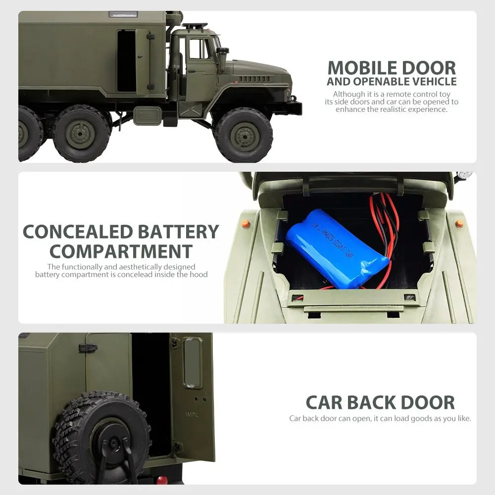Rc Car Military Truck WPL B36 Ural 1/16 2.4G 6WD Rock Crawler Command Communication Vehicle RTR Toy FUNYAT