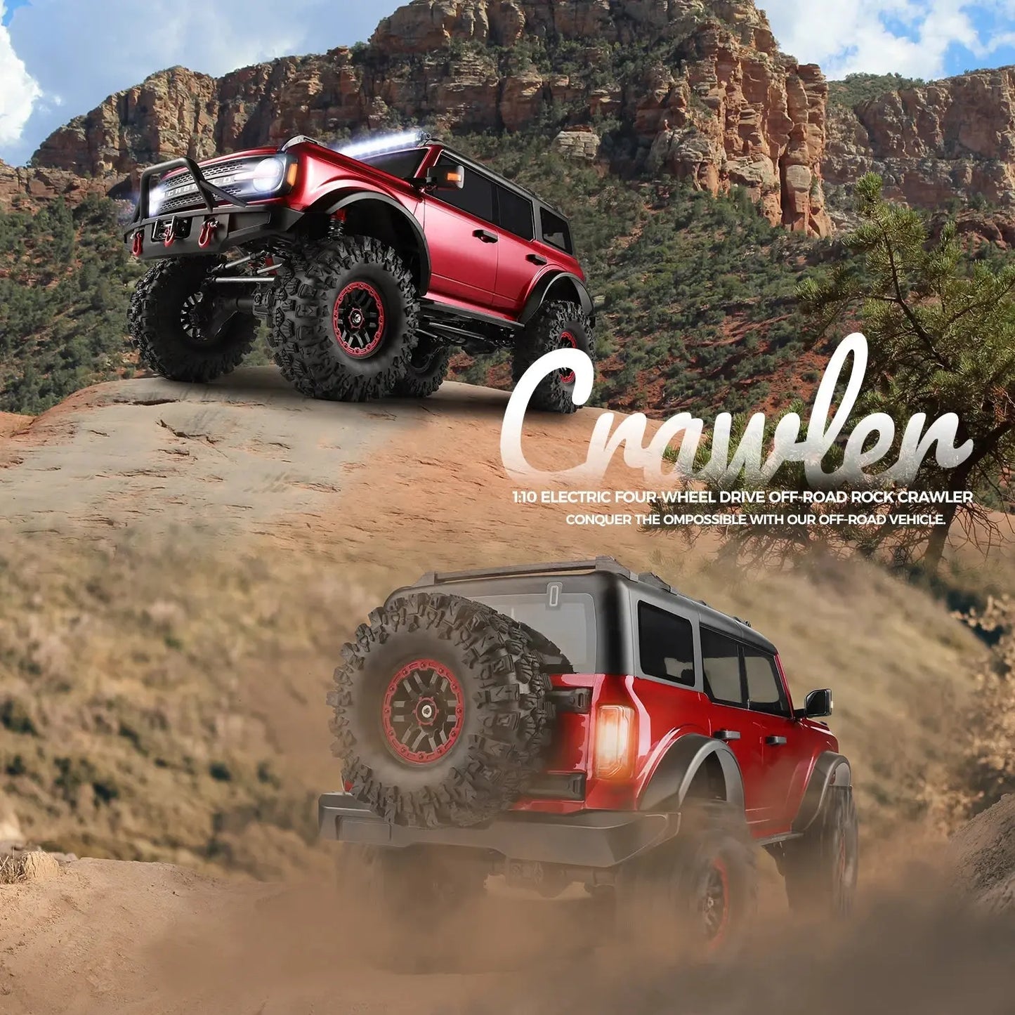 Wltoys 104020 4WD RC Car RTR 1/10 2.4G Rock Crawler Off-Road Climbing Truck Full Proportional LED Light Vehicles Models Toys - FUNYAT