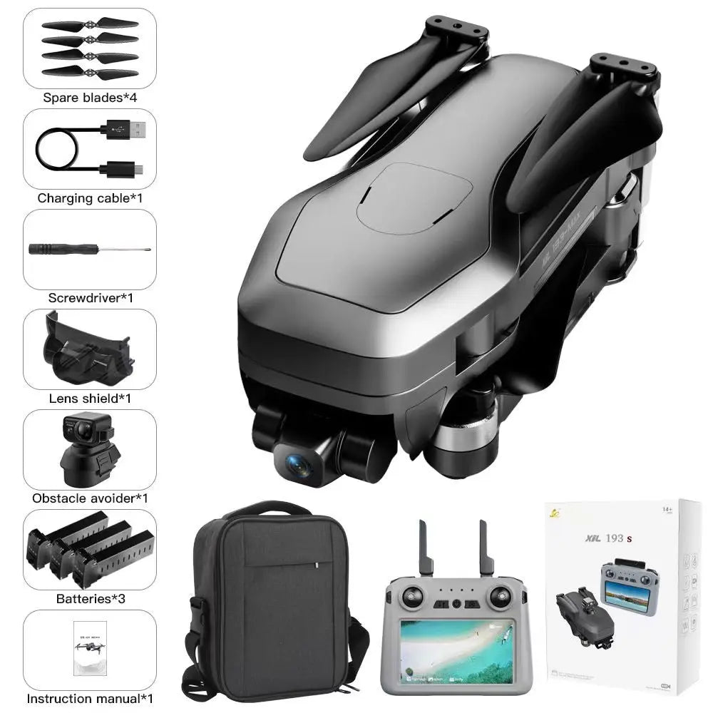 XIL 193S MAX 4K Drone 3-Axis Gimbal EIS Camera Laser Obstacle Avoidance 5G GPS Quadcopter with Touch Screen Remote Control - FUNYAT