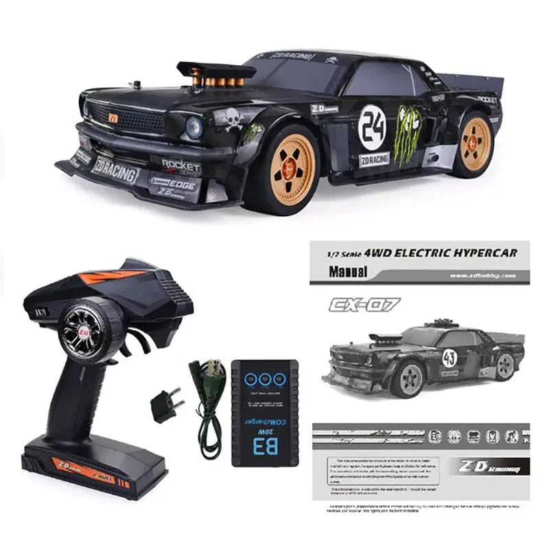 ZD Racing 1/7 EX07 EX-07 4WD RC Car High-Speed 130km/h Professional Flat Drift Sports Car Electric RC Model Toys Gift FUNYAT