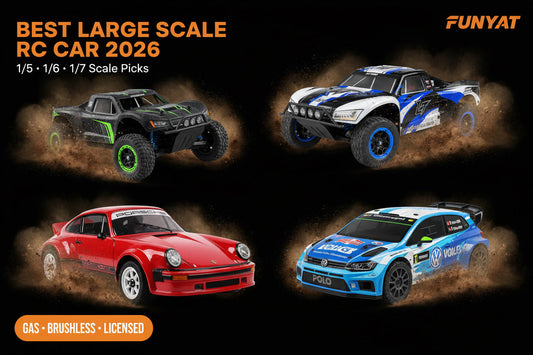 Best large scale RC car 2026 — 1/5 gas and brushless picks NSR ROFUN Porsche MJX FUNYAT
