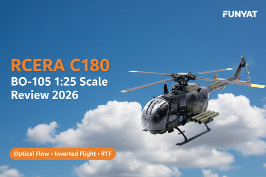 RCERA C180 BO-105 Review 2026 — 1:25 Scale Brushless RC Helicopter with Optical Flow & Inverted Flight