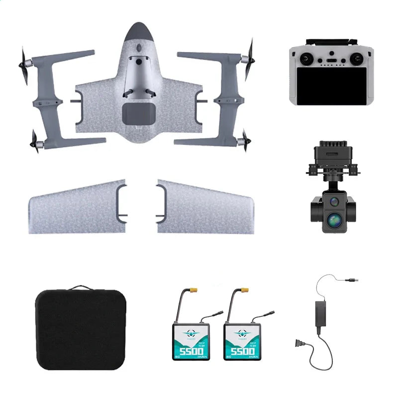 HEQUVA K8T-V2 VTOL UAV Specs 1.75kg Takeoff Weight 500m Altitude 5.8GHz | FUNYAT