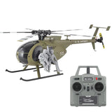 RCERA C189S MD500 Little Bird 1/28 Scale 6CH Dual Brushless Optical Flow RC Military Helicopter Army Green RTF