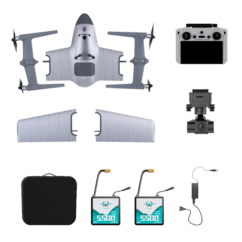 HEQUVA Swan Voyager K8-V2 VTOL Fixed Wing Drone 60 Min Flight Time 4K FPV RC Airplane RTF K8-V2 2 Battery - Professional Drone | FUNYAT