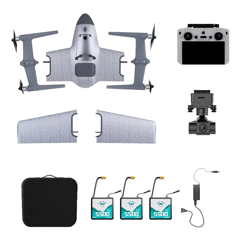 HEQUVA Swan Voyager K8-V2 VTOL Fixed Wing Drone 60 Min Flight Time 4K FPV RC Airplane RTF K8-V2 3 Battery - Professional Drone | FUNYAT