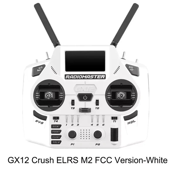RadioMaster GX12 Crush ExpressLRS Radio Controller 1000Hz CNC Hall Gimbal Dual Band 16CH Transmitter for FPV Drones White Not Included Battery - RC Radio Controller | FUNYAT