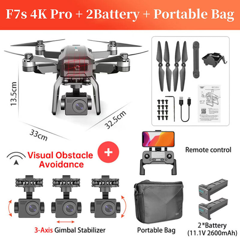 SJRC F7 F7S PRO RC Drone 4K 3-Axis Gimbal Obstacle Avoidance Professional Brushless GPS 5G WiFi Quadcopter FUNYAT