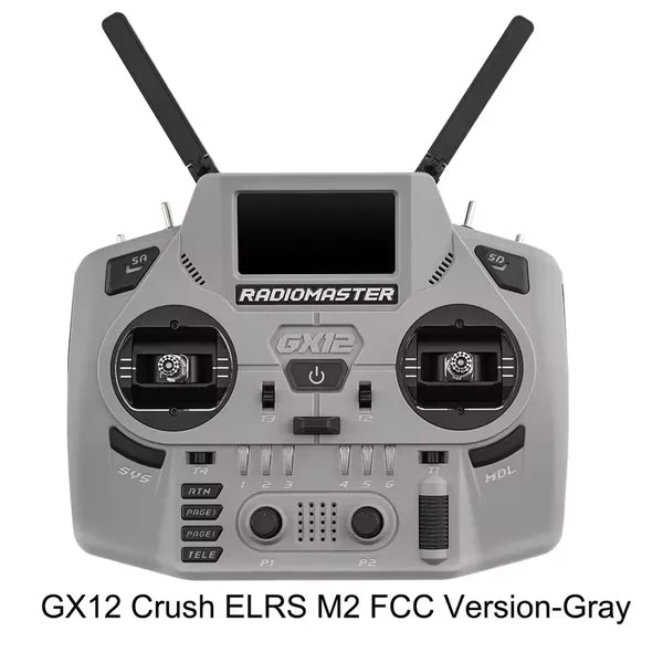 RadioMaster GX12 Crush ExpressLRS Radio Controller 1000Hz CNC Hall Gimbal Dual Band 16CH Transmitter for FPV Drones Gray Not Included Battery - RC Radio Controller | FUNYAT