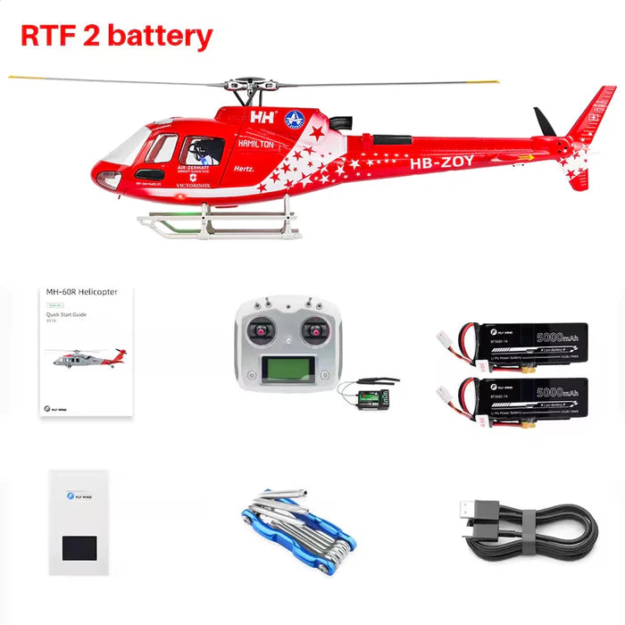 FLYWING AS350 RC Helicopter 470 Class ACE Flight Controller 6CH GPS LED Light RTF AS350 RTF 2 Battery - RC Helicopter | FUNYAT