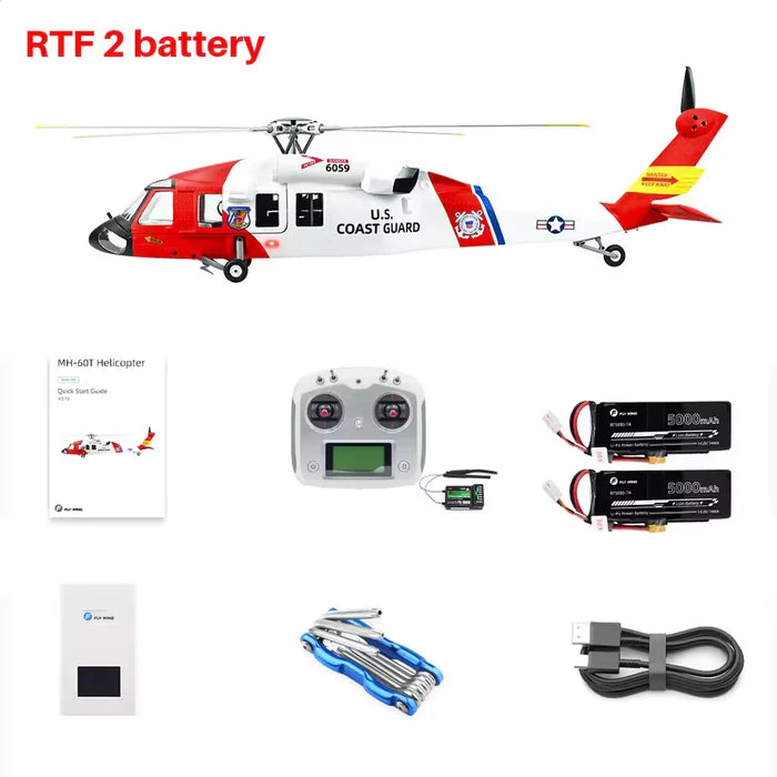 FLYWING MH-60T Jayhawk 470L Scale RC Helicopter RTF with 2x 5000mAh battery — 2 Battery Package