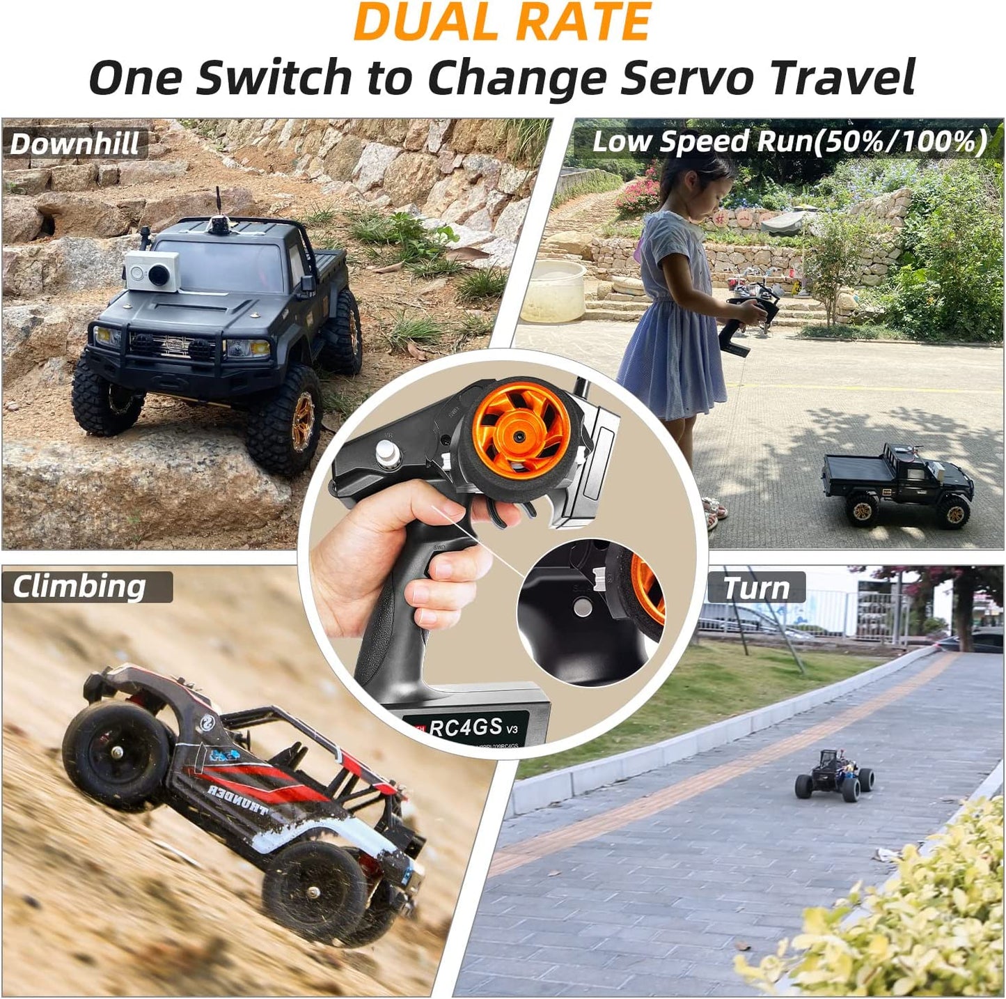 Radiolink RC4GS V3 5 Channels RC Radio Transmitter and R6FG Receiver Gyro Integrated Remote Control for RC Car Boat