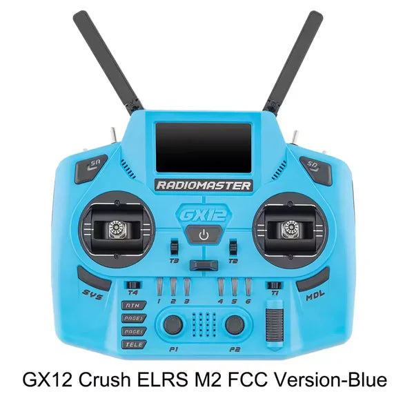 RadioMaster GX12 Crush ExpressLRS Radio Controller 1000Hz CNC Hall Gimbal Dual Band 16CH Transmitter for FPV Drones Blue Not Included Battery - RC Radio Controller | FUNYAT