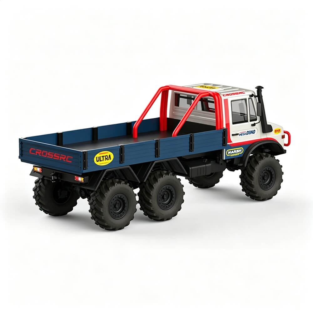 CROSSRC EMO XX Ultra Sword Dragon 4x4 1/6 RC crawler — rear view with ABS rally-style cargo box