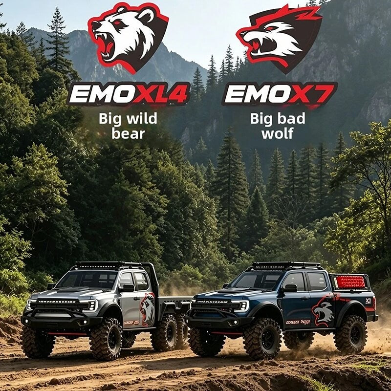 CROSSRC EMO XL4 Big Bad Bear 6WD 1/8 Scale RC Trail Truck Prism Blue-Black Side View
