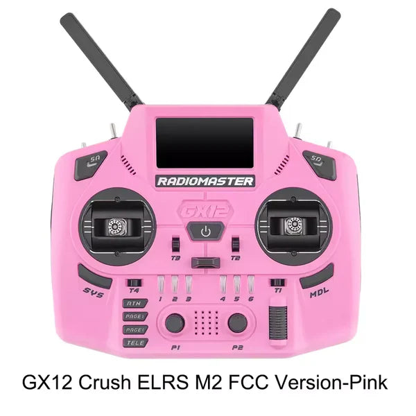 RadioMaster GX12 Crush ExpressLRS Radio Controller 1000Hz CNC Hall Gimbal Dual Band 16CH Transmitter for FPV Drones Pink Not Included Battery - RC Radio Controller | FUNYAT