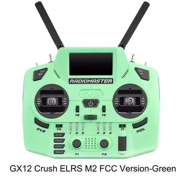 RadioMaster GX12 Crush ExpressLRS Radio Controller 1000Hz CNC Hall Gimbal Dual Band 16CH Transmitter for FPV Drones Green Not Included Battery - RC Radio Controller | FUNYAT