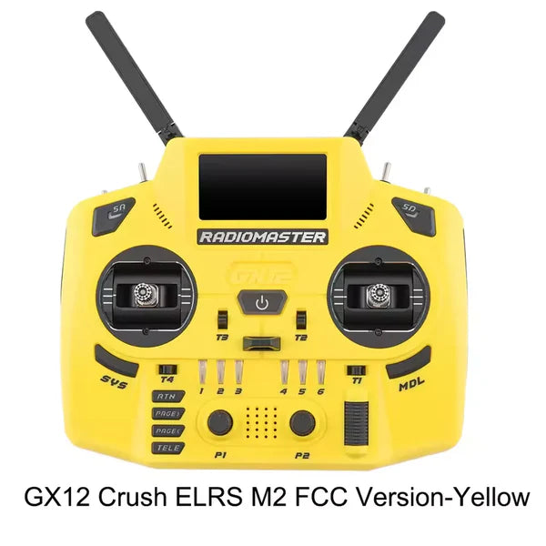 RadioMaster GX12 Crush ExpressLRS Radio Controller 1000Hz CNC Hall Gimbal Dual Band 16CH Transmitter for FPV Drones Yellow Not Included Battery - RC Radio Controller | FUNYAT