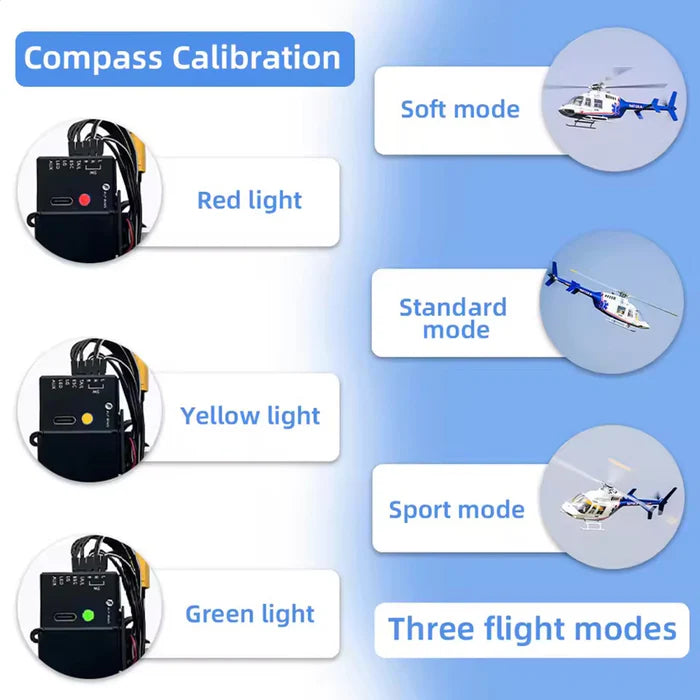 FLYWING Bell407 GPS fixed-point hover one-key return low battery signal loss return functions

