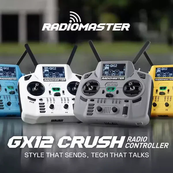 RadioMaster GX12 Crush ExpressLRS Radio Controller 1000Hz CNC Hall Gimbal Dual Band 16CH Transmitter for FPV Drones - RC Radio Controller | FUNYAT