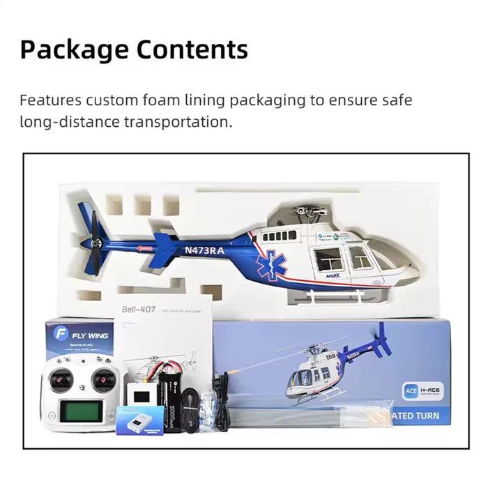 FLYWING Bell407 three flight sensitivity modes gentle standard athletic RC helicopter
