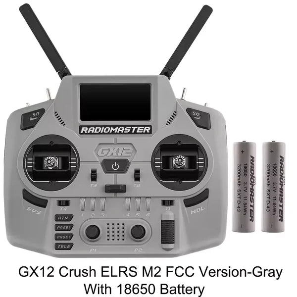 RadioMaster GX12 Crush ExpressLRS Radio Controller 1000Hz CNC Hall Gimbal Dual Band 16CH Transmitter for FPV Drones Gray Included 18650*2 Battery - RC Radio Controller | FUNYAT