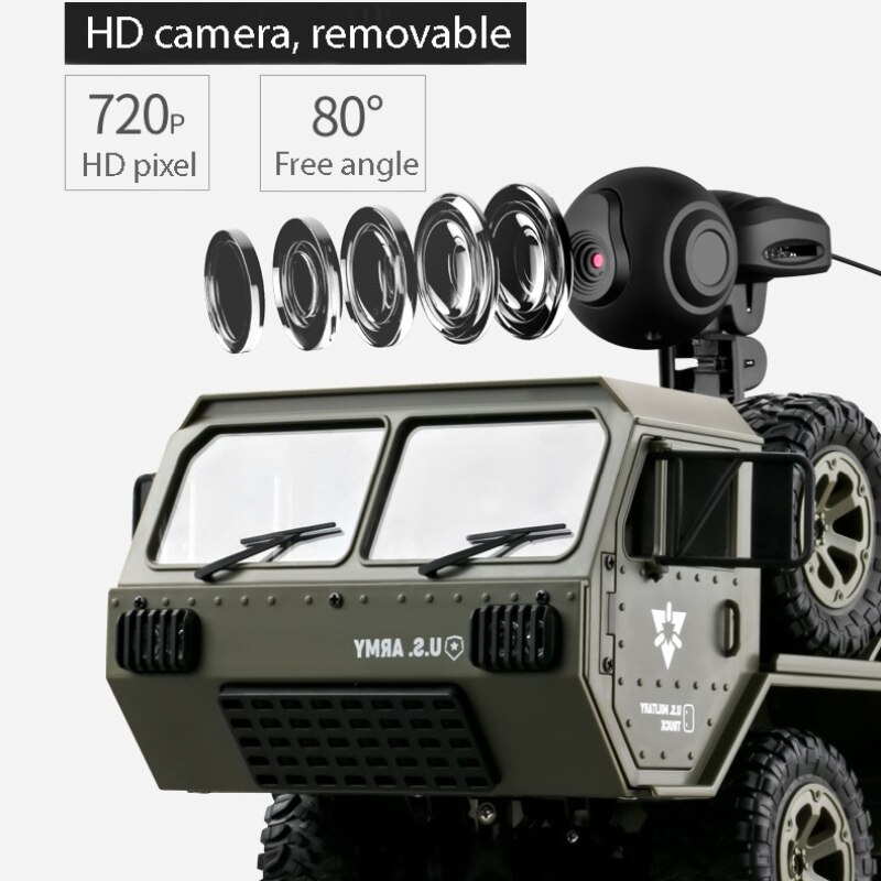 RC Truck FY004 Full Scale Wheeled Truck 1:12 Six Wheel Drive Cross Country Simulation Military Truck