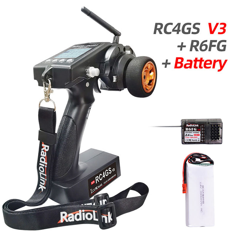 Radiolink RC4GS V3 5 Channels RC Radio Transmitter and R6FG Receiver Gyro Integrated Remote Control for RC Car Boat