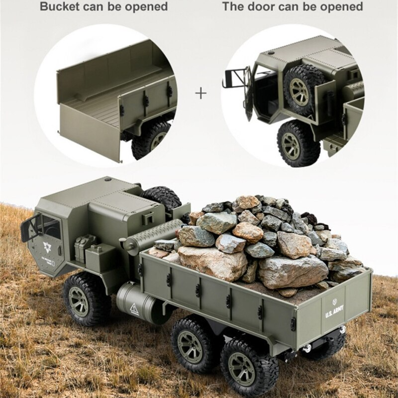 RC Truck FY004 Full Scale Wheeled Truck 1:12 Six Wheel Drive Cross Country Simulation Military Truck