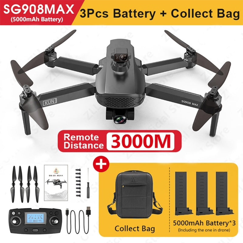 ZLL SG908 MAX 4K Drone 3-Axis Gimbal Camera 3KM FPV Brushless GPS 5G WIFI Professional Quadcopter