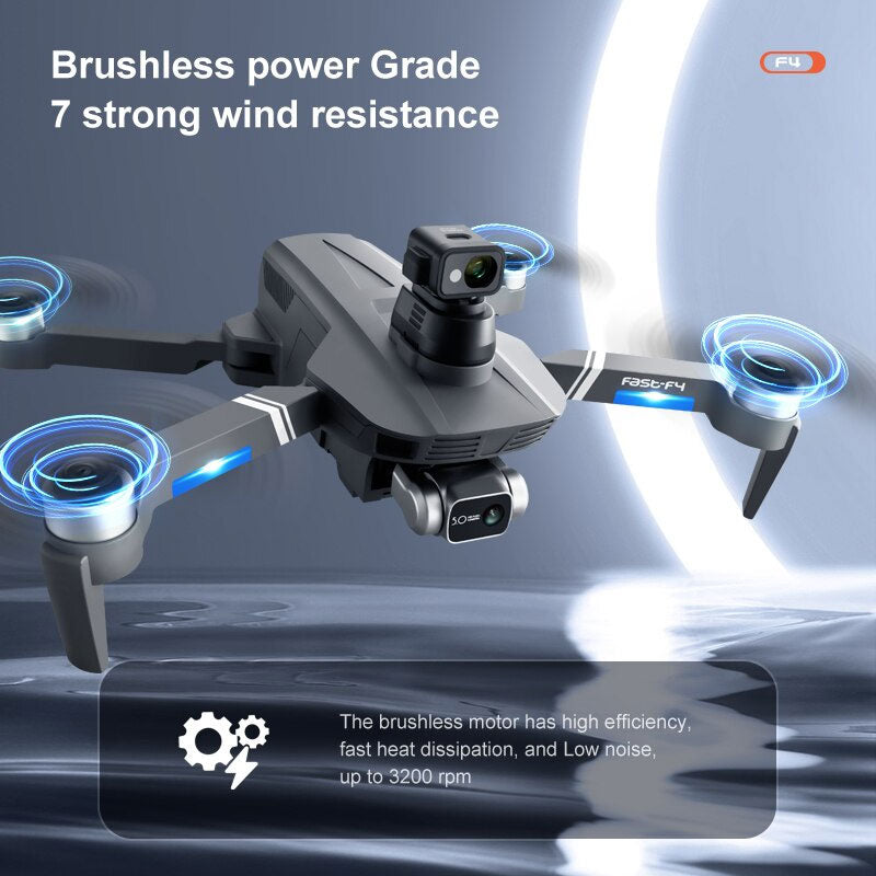 4K Drone 3-Axis Gimbal 360° Obstacle Avoidance F4S Professional Dual HD EIS Camera GPS 5G Wifi Brushless Quadcopter