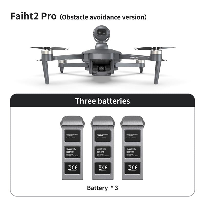 4K Drone Cfly Faith2 PRO 3-Axis Gimbal HD Camera 360° Rotating Radar Obstacle Avoidance Quadcopter