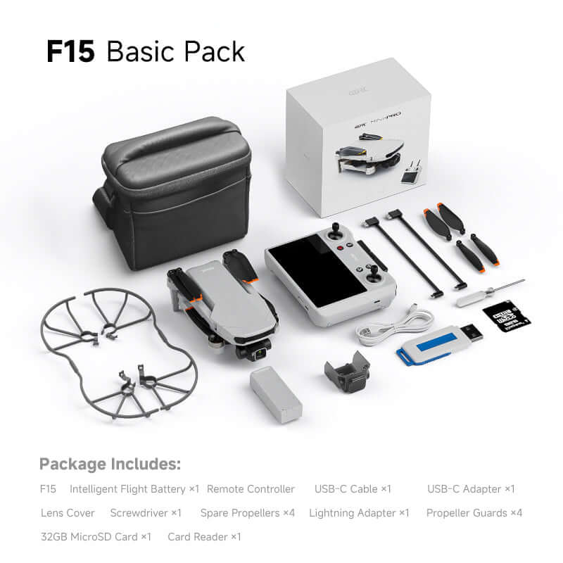 Accessories included with 4DRC F15 4K GPS Drone