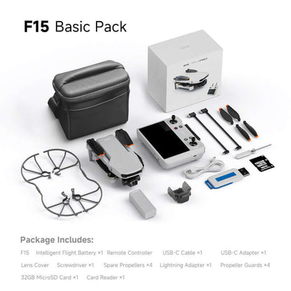 Accessories included with 4DRC F15 4K GPS Drone