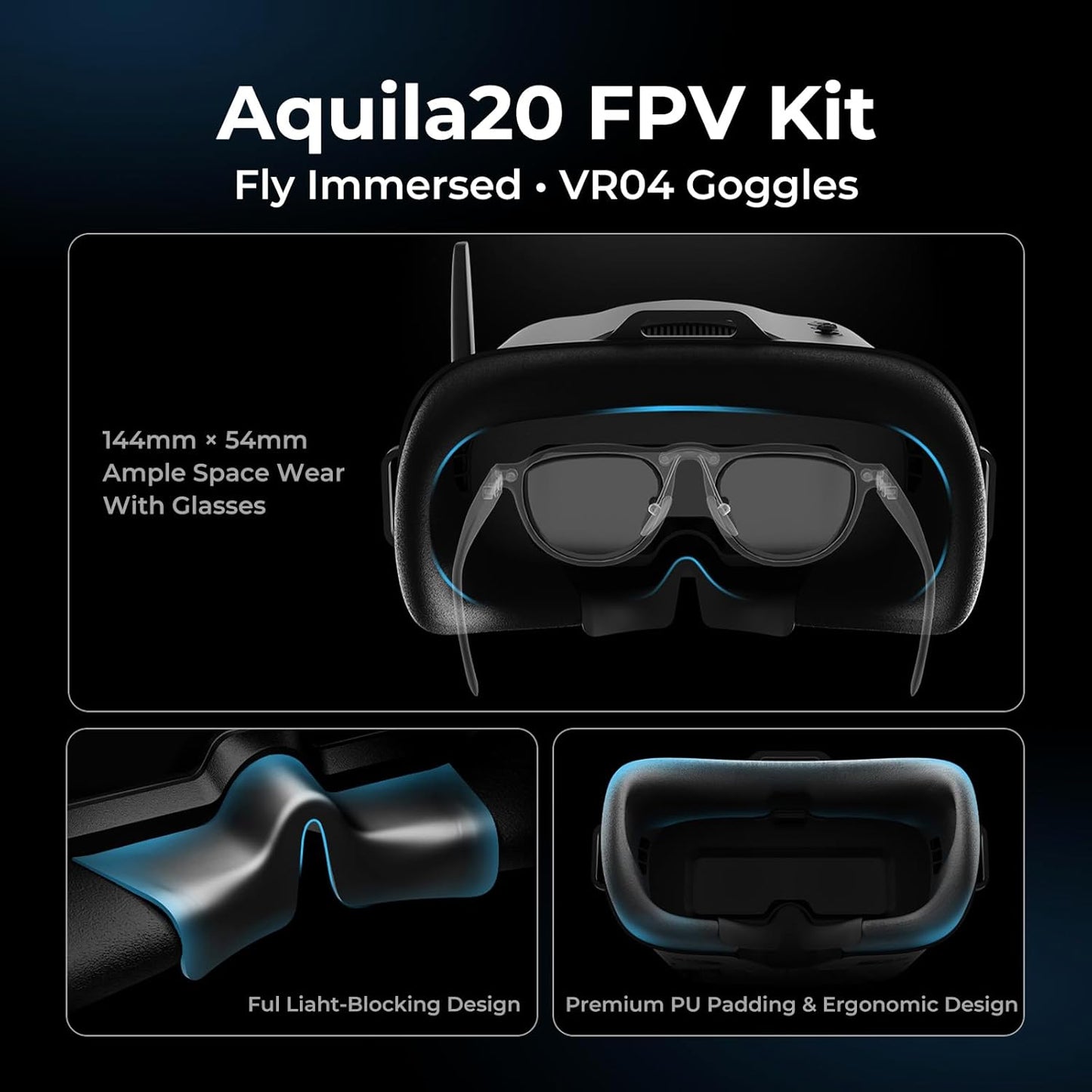 BETAFPV Aquila20 FPV RTF Kit — LiteRadio 4 SE, VR04 DVR Goggles, Altitude Hold, ELRS 2.4G | HD & Analog - FPV Drone | FUNYAT
